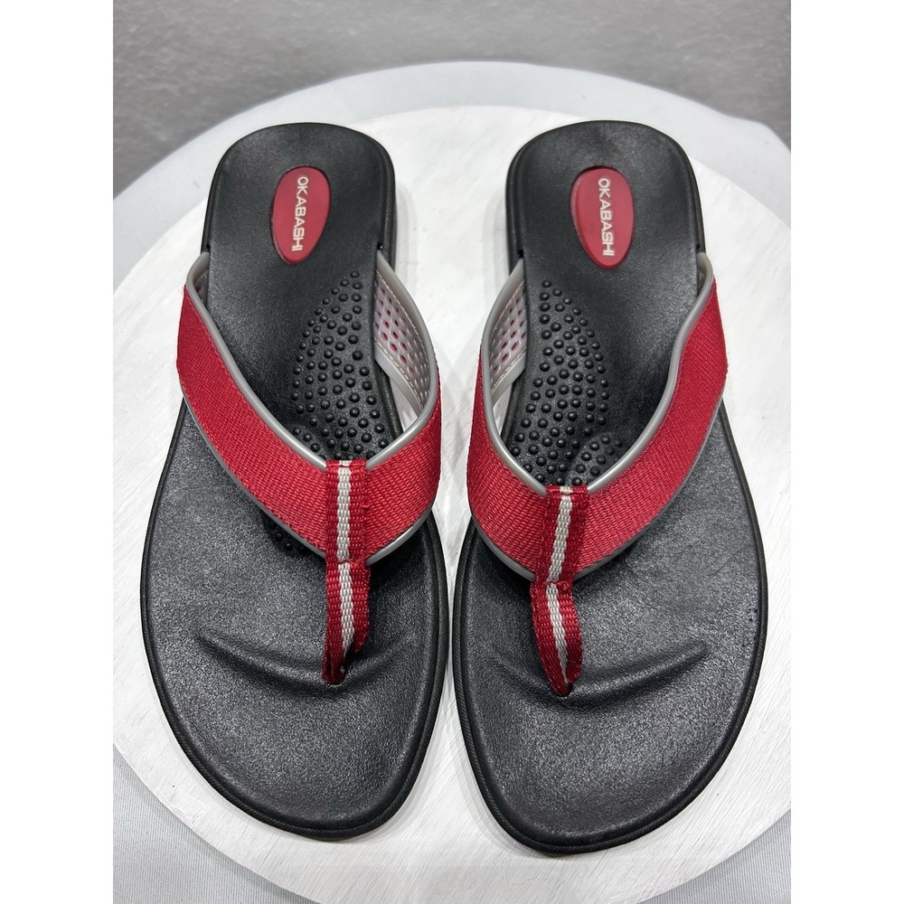 Okabashi Women's Breeze Flip Flop Sandals Black red Size:Medium(6.5/7.5)